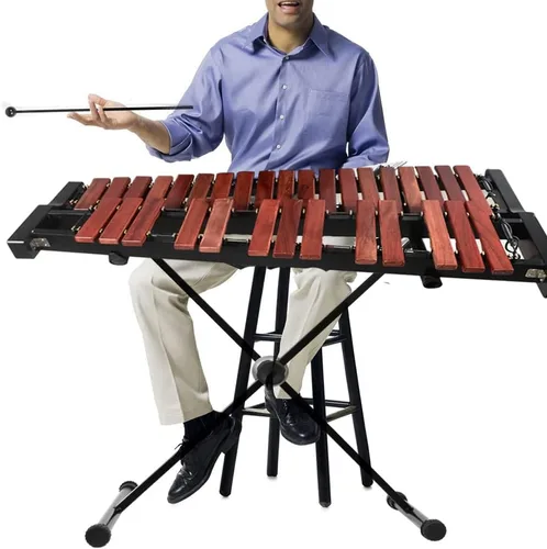 Vista 7 de TNZMART Juego de xilófono de 32 teclas con soporte ajustable de madera Glockenspiel Percusión Instrumento educativo