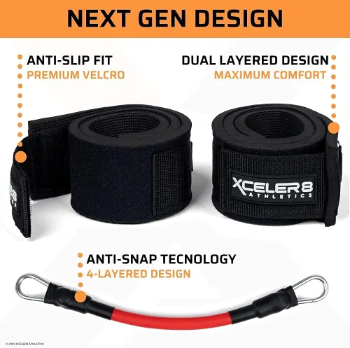 Vista 4 de Bandas XCELER8 Bandas de resistencia de entrenamiento de velocidad y agilidad para todos los deportes, incluye correas de tobillo, videos