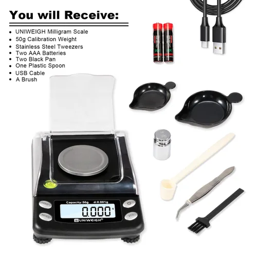 Vista 7 de UNIWEIGH Digital Milligram Scale Precisa 0.00 oz/1.76 oz mg Escala para Polvo Precision scale for Jewelry,Gold,Gem,Reloading,Micro Gram Scale with