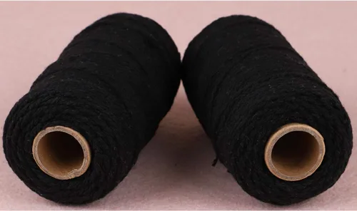 Vista 3 de Carrete de hilo de algodón de 656 pies de 10 capas, cuerda para manualidades y envoltura de regalos (negro)
