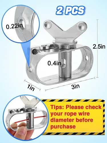 Vista 5 de Cabrestante de aleación de zinc resistente para cubierta de piscina, 2 piezas de tensor de cable de agujero grande, trinquete para invierno, sobre