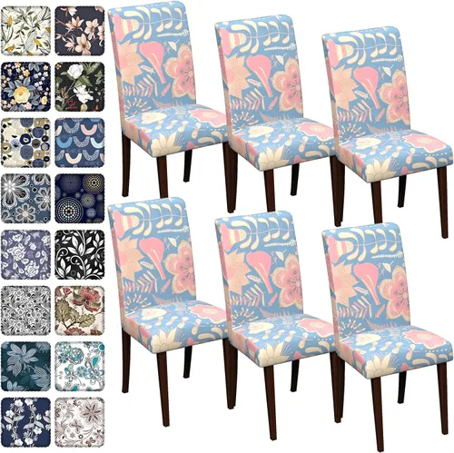 Vista 115 de Fundas para sillas de comedor CoSofSLIP, juego de 2, fundas estampadas elásticas antideslizantes, fundas extraíbles y lavables para sillas