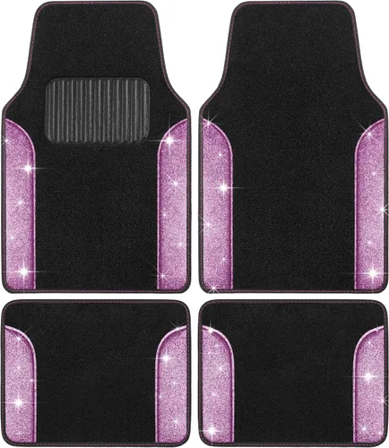 Vista 13 de Carbella Juego de 4 Alfombrillas de Coche con Diamantes Brillantes Estilo Bling, Alfombrillas de Suelo de Coche de Cristal de Strass Brillante