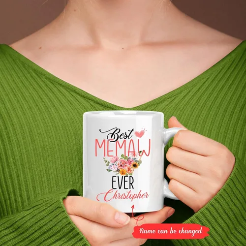 Vista 2 de Taza de café con texto en inglés "Best Memaw Ever", taza de cerámica personalizada con memaw única, taza de cerámica con la frase "Best Memaw Ever