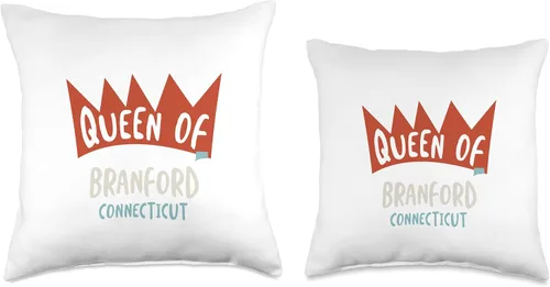 Vista 3 de Whyitsme Design Queen of Branford Connecticut - Almohada divertida para niñas, 16 x 16 pulgadas, multicolor