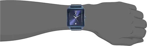 Vista 2 de GUESS Reloj rectangular de acero inoxidable de 1.378in con marcadores de diamante, Plateado
