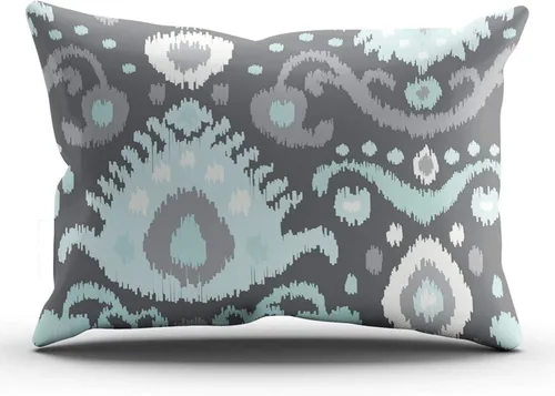 Vista 48 de Fundas de almohada decorativas Ikat con patrón de diamante en rojo y crema, cojín personalizable rectangular, tamaño 12 x 16 pulgadas, funda