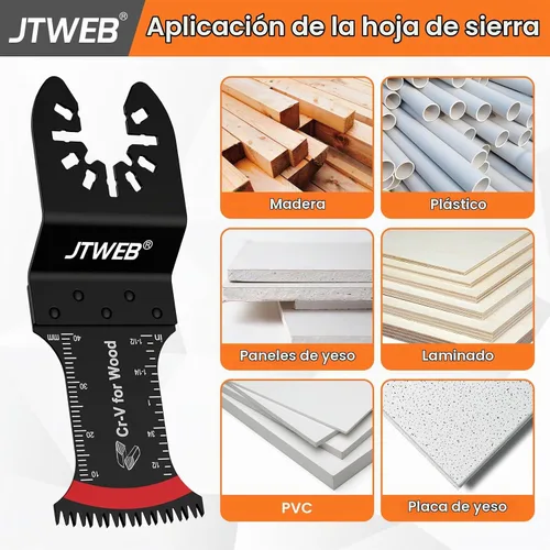 Vista 8 de JTWEB Hojas de sierra oscilantes de dientes japoneses de madera, 10 cuchillas multiherramienta con borde en forma de arco para madera, plástico 10