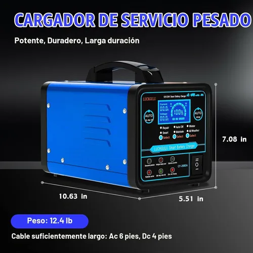 Vista 7 de Cargadores de batería de coche de 12 V/24 V resistentes, mantenedor de batería automático de 15 A con apagado automático, reparación, modo