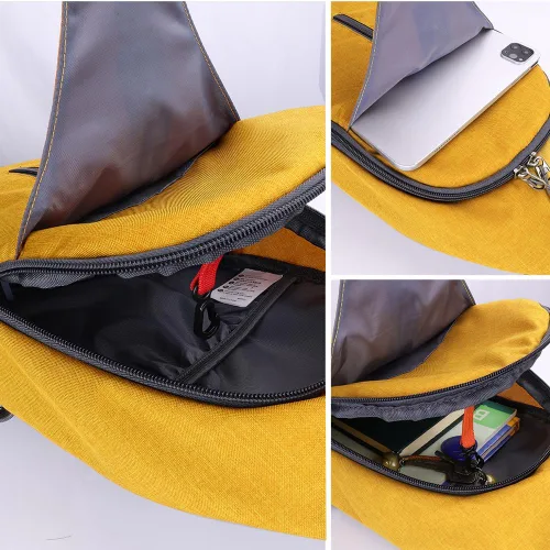 Vista 70 de Waterfly - Mochila cruzada tipo bandolera para viajes y caminatas, bolsa de pecho, Gris, talla única