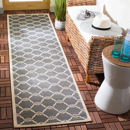 Vista 12 de SAFAVIEH Alfombra lavable al aire libre Courtyard Collection - 9 x 12 pies, beige y terracota, no desprende pelusa y fácil limpieza, ideal