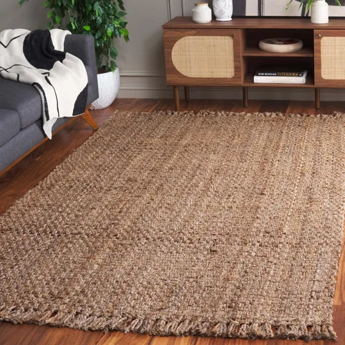 Vista 9 de Alfombra de área de yute natural tejido a mano Safavieh NF467A, de la colección de fibra natural (5 ft x 8 ft), Yute, Natural