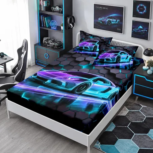 Vista 32 de HOSIMA - Juego de ropa de cama con diseño de ajolote para decoración de dormitorio infantil, patrón de dibujos animados espaciales Kawaii, animales