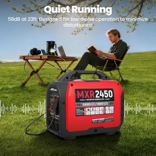 Vista 4 de maXpeedingrods 2450 Watt Portable Inverter Generator for Camping, Home MXR2450 Small Generator 17kg, Gas Powered, CO Sensor, RV Ready, Parallel &
