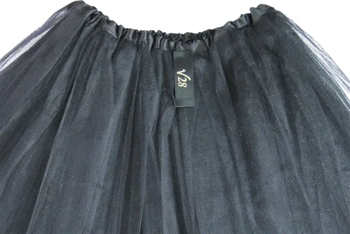Vista 4 de Falda tutú de tul elástica clásica de 3, 4, 5 capas para mujer, adolescente, adulta Negro (3layer-Black)