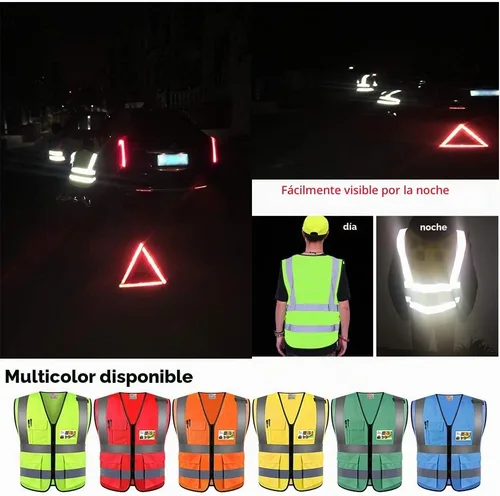 Vista 2 de Zojo Chaleco de seguridad reflectante de alta visibilidad con múltiples Azul