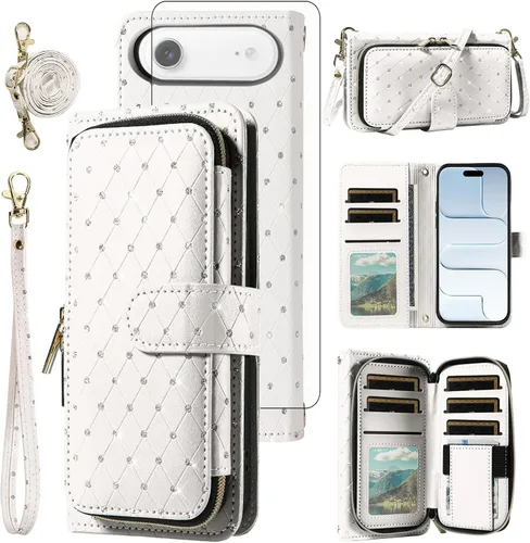 Vista 78 de Funda para teléfono iPhone 6 6S con cremallera y protector de pantalla con protector de pantalla, correa de cordón cruzado, ranura para iPhone 6 Six