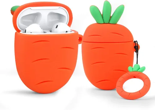 Vista 4 de Airpods - Funda de silicona divertida para Apple Airpods 1 y 2 [Serie de frutas y vegetales] [Mejor regalo para niñas, niños o parejas] (Fresa 3D)