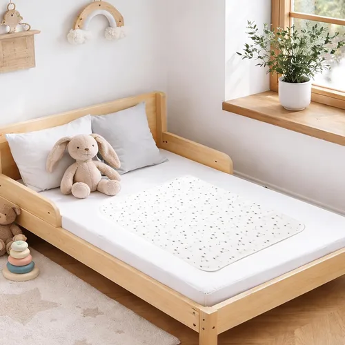 Vista 7 de Almohadilla de cama impermeable para bebé, lavable, reutilizable, de 31"x40" grande, protector de colchón para niños pequeños, almohadillas