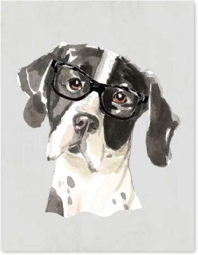 Vista 81 de Andaz Press Póster impreso para pared de perro, 8.5 x 11 pulgadas, Bulldog inglés con gafas negras, 1 paquete, regalo de cumpleaños de Navidad, sin
