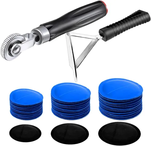Vista 7 de Kit de 34 piezas de herramientas de reparación de neumáticos, kit de rodillo de parche de neumáticos, rueda de pulido de acero tungsteno