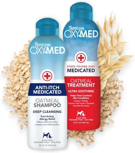 Vista 11 de TropiClean Oxymed - Acondicionador medicado para gatos y perros para picazón en la piel, acondicionador de avena calmante para perros y gatos, 20