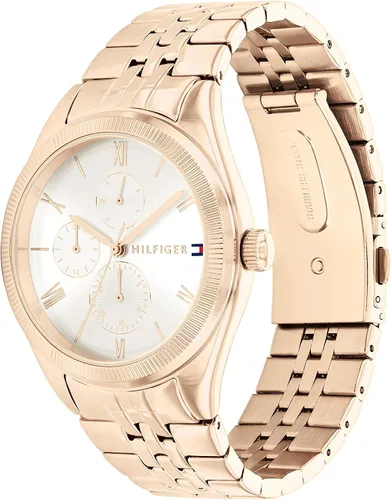 Vista 2 de Tommy Hilfiger Reloj multifunción de acero inoxidable y pulsera de eslabones para mujer, color clavel (modelo 1782593), Carnation