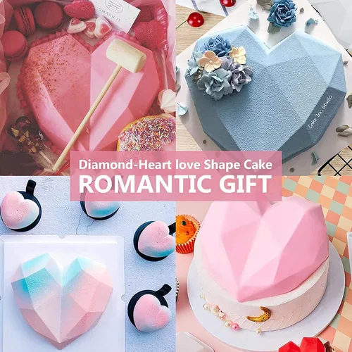 Vista 13 de 10 moldes de silicona con forma de corazón de San Valentín, gran molde de corazón rompible para chocolate con martillo, 8 moldes de silicona