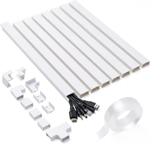 Vista 10 de Ocultador de Cables, Ocultador de Cables de 58 pulgadas, Cubiertas de Cables para Cables en la Pared, Canaleta Cubierta de Cable Pintable
