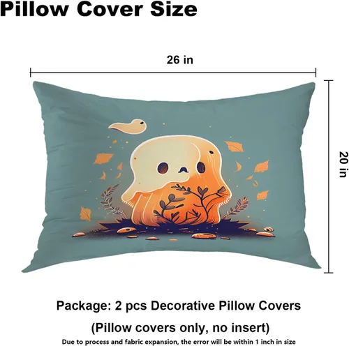 Vista 40 de Batmerry Autumn Pumpkin Templeton Throw Pillow Covers, Green Leaves Paths Forests Decorative Pillow Covers Digital Printing Blended for Couch Sofa