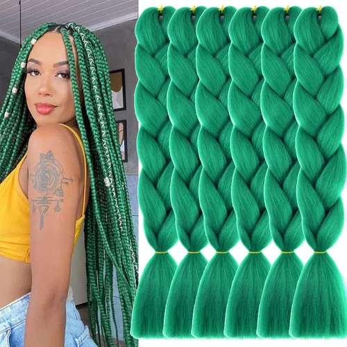 Vista 20 de Beige (613) Cabello trenzado 6 paquetes de extensiones de cabello sintético de 24 pulgadas, extensiones de cabello trenzado Jumbo Ombre trenzado