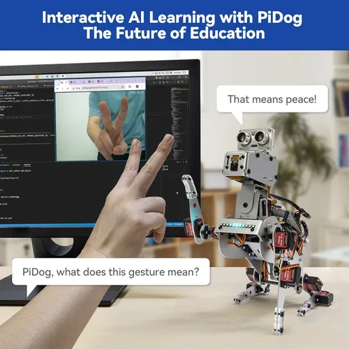 Vista 11 de SunFounder PiDog AI Robot Dog Kit para Raspberry Pi 5/4/3B+/Zero 2W, Openclaw LLMs ChatGPT/Gemini/Grok, reconocimiento de voz y video, pitón