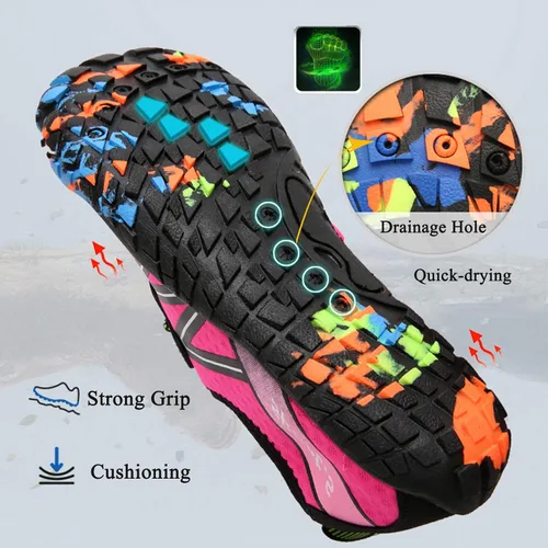 Vista 5 de Zapatos acuáticos para hombre y mujer, descalzos, para exteriores, para playa, natación, piscina, río, secado rápido, navegación, pesca, buceo