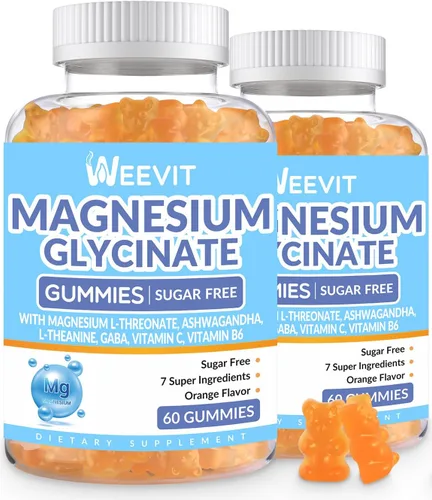 Vista 7 de Gomitas de glicinato de magnesio, glicinato de magnesio con L-treonato, Ashwagandha, L-teanina, suplementos de magnesio para mujeres y hombres