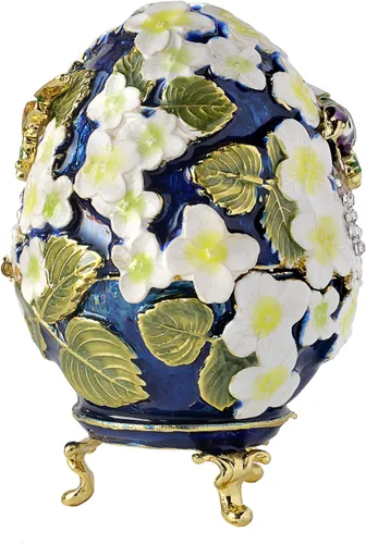 Vista 3 de Apropos Huevo Faberge pintado a mano de estilo vintage con esmalte rico y diamantes de imitación brillantes caja de joyería