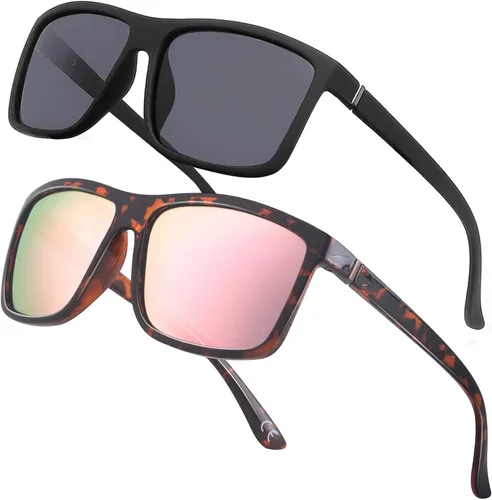 Vista 31 de Gafas de sol polarizadas deportivas para hombre, gafas de marco cuadrado NP1007 Marco A01 Matteblack/Lente gris