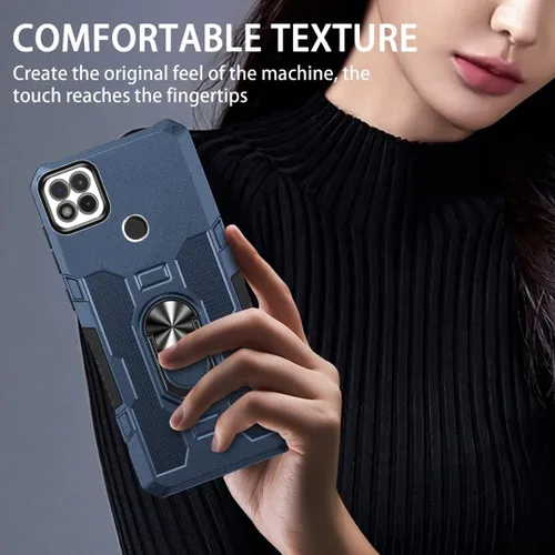 Vista 3 de Compatible con Xiaomi Redmi 9C Funda para teléfono y protector de pantalla de vidrio templado, soporte de anillo, soporte magnético, accesorios