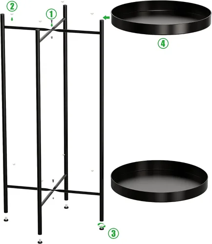 Vista 6 de OVICAR Soporte para plantas para interiores y exteriores, organizador de macetas de metal, 2 niveles de alto, estante de almacenamiento para el Negro