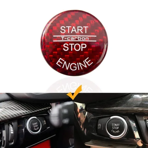 Vista 2 de Xotic Tech - Tapa para botón de arranque sin llave, de fibra de carbono, color rojo, compatible con BMW 1 2 3 4 5 6 7 X3 X4