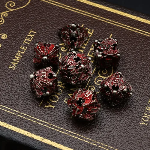 Vista 3 de Dados DND, juego de dados de metal D&D Dungeons and Dragons, juego de dados huecos poliédricos, dados para juegos de rol, dados D y D