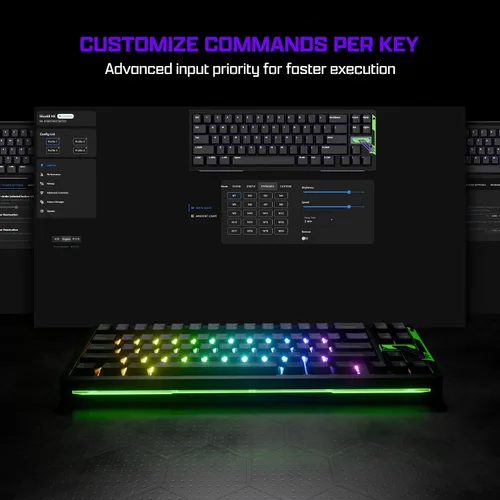 Vista 6 de OOCTPK Chilkey Slice68 HE - Teclado mecánico para juegos con cable, 68% intercambiable en caliente de aluminio con efecto Hall personalizado