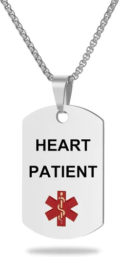 Vista 65 de Collar de alerta médica, etiqueta grabada con láser, grabado personalizado, etiqueta de identificación de acero inoxidable, colgante para hombres