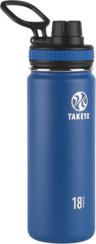 Vista 18 de Takeya Originals - Botella de agua de acero inoxidable con aislamiento al vacío de 18 onzas con tapa de boquilla, negra