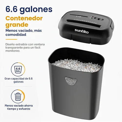 Vista 6 de Suntiko Trituradora de papel resistente de corte cruzado de 14 hojas