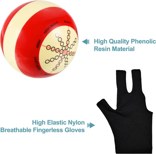 Vista 4 de Bola profesional de billar, taco de billar, práctica de bola, artefacto de entrenamiento con guantes de billar, bolsa de bola de billar, accesorios