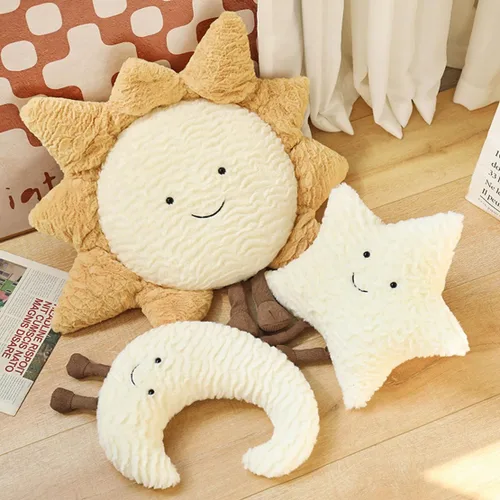 Vista 6 de Cómoda almohada de sol, estrellas, luna, cojín para sofá, precioso cojín (15.7 pulgadas, luna)