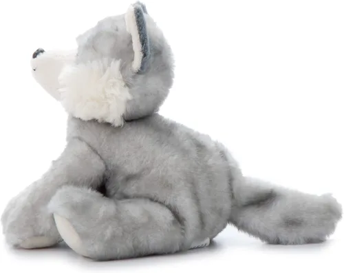 Vista 8 de The Petting Zoo Peluche de lobo, regalos para niños, animales salvajes del zoológico Onez, juguete de peluche de lobo gris de 9 pulgadas