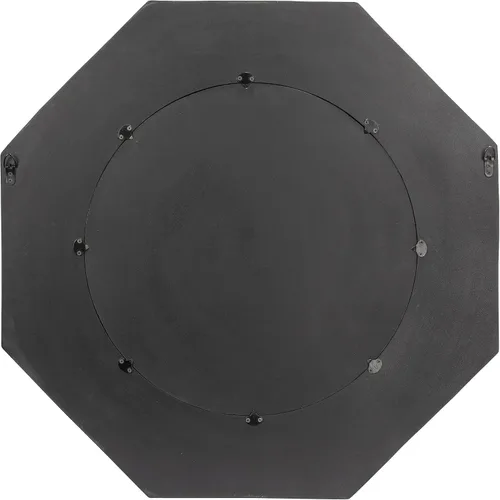 Vista 5 de Creative Co-Op Espejo de pared con marco de madera tallada hexagonal, negro