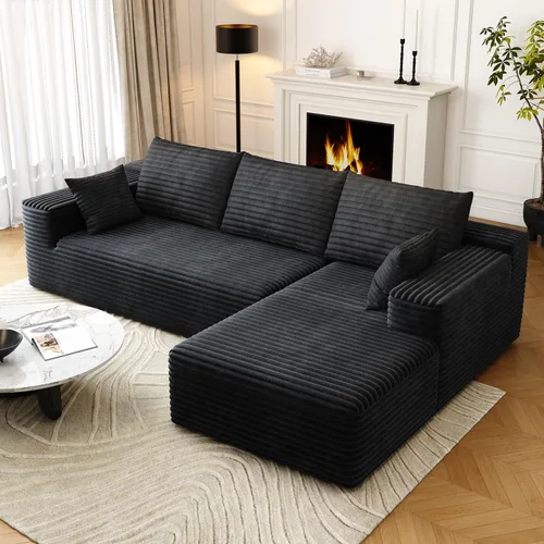 Vista 8 de Sofás seccionales de 95 pulgadas para sala de estar, sofá de nube tapizado en forma de L, sofás modulares y sin hueso, moderno sofá modular