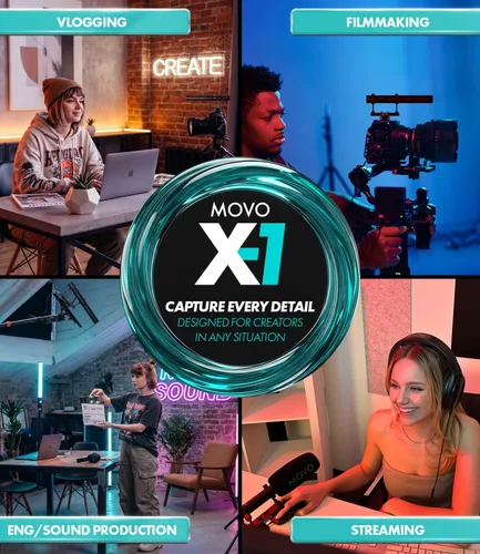 Vista 3 de Movo X1 Supercardioid Shotgun Microphone - Micrófono de cámara de 3.5mm/XLR/USB-C para DSLR, smartphones y computadoras - Micrófono de boom